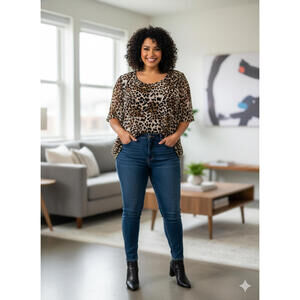 A love story 3X Leopard Print Blouse